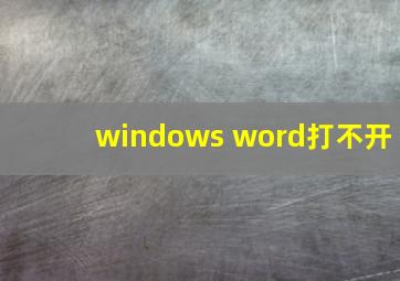 windows word打不开